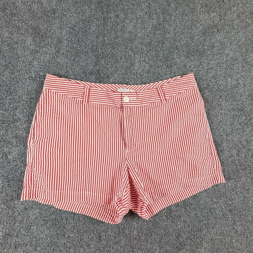 Gap Shorts Womens 10 Red White Seersucker Striped Preppy Coastal Nautical Beach